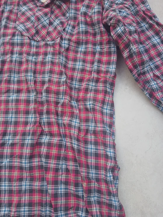 Vintage Forever 21 Red And Blue Plaid Button Down Shirt - Picture 6 of 8